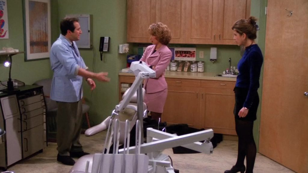 English through cinema - Rachel and Barry having a tense conversation at the dentist's office in Friends S01E20