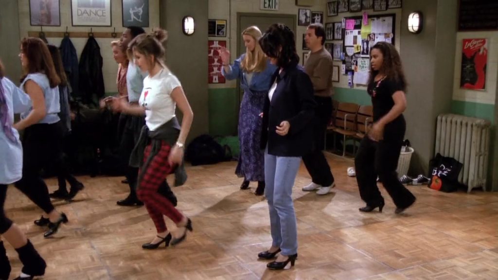 Rachel, Monica, and Phoebe in tap dance class from Friends S01E21