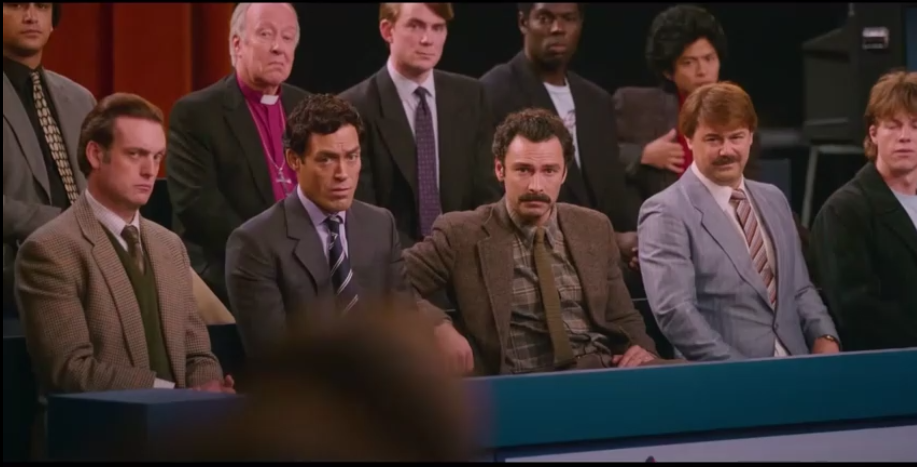 "Panel discussion scene from Rivals E08, a rich context for Movie-Based Language learners"