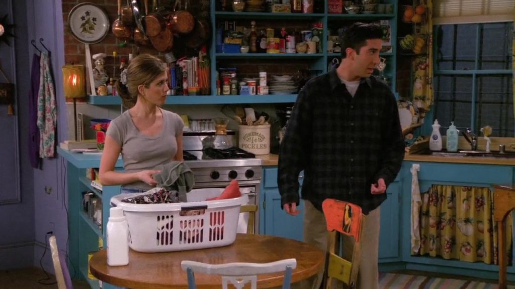 "Learn English with TV series Rachel and Ross Friends S02E17 kitchen scene" "Learn English with TV series: Rachel and Ross in the kitchen scene from Friends S02E17."