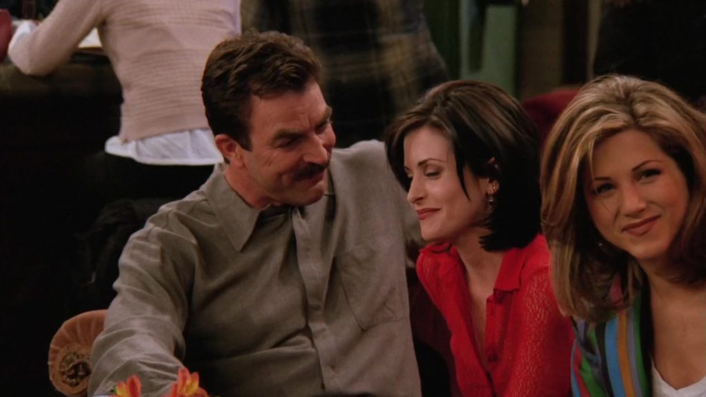 Monica, Richard, and Rachel enjoying a moment at Central Perk in Friends S02E18 - Language Learning With Netflix.