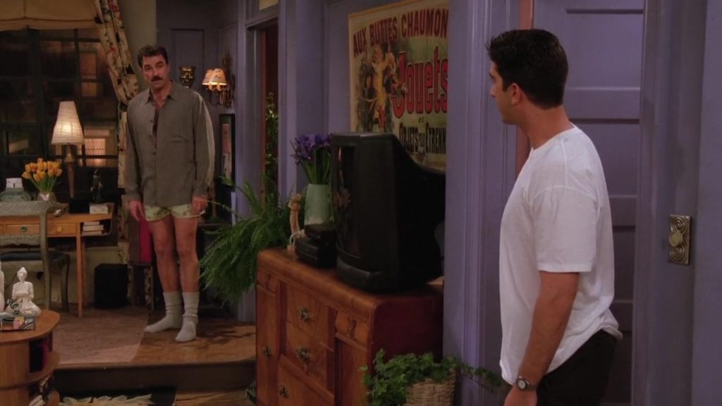  Richard and Ross have an awkward hallway moment in Friends S02E18 - Learn English with Friends series.