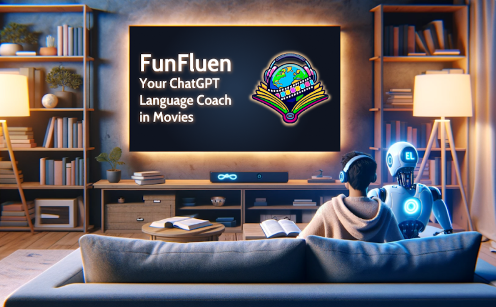 Funfluen language learning with AI and ChatGPT coach, helping users practice through movies.