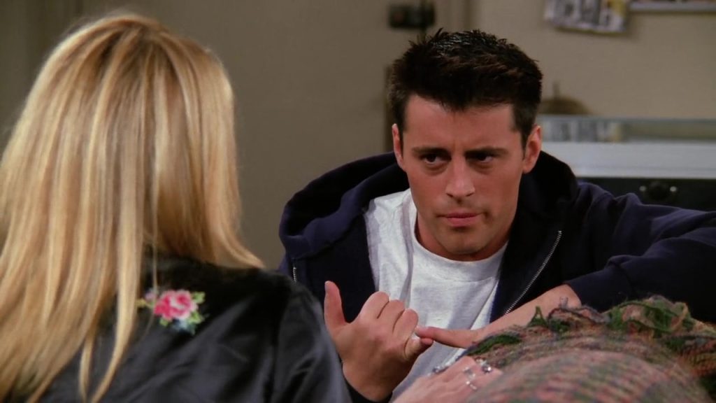 Joey and Phoebe sharing a thoughtful moment in Friends S02E07, ideal for exploring Netflix Language Learning vocabulary.