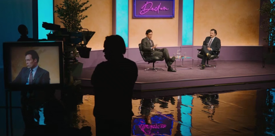 A talk show scene from Rival S01E04, showcasing dialogue and vocabulary for language learning with films.