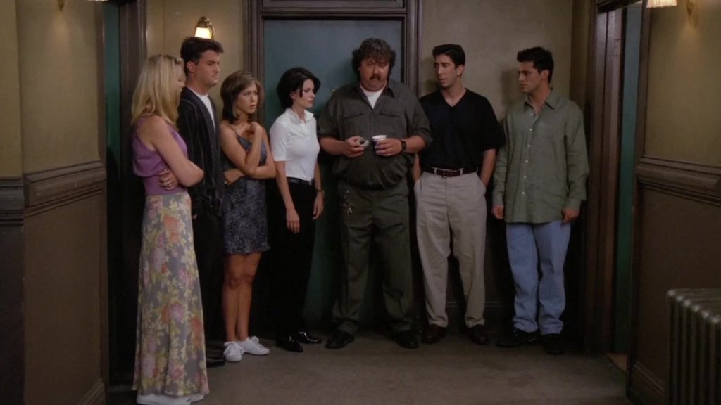 Learn Language Cinema - Friends group discussing a funny moment from the episode