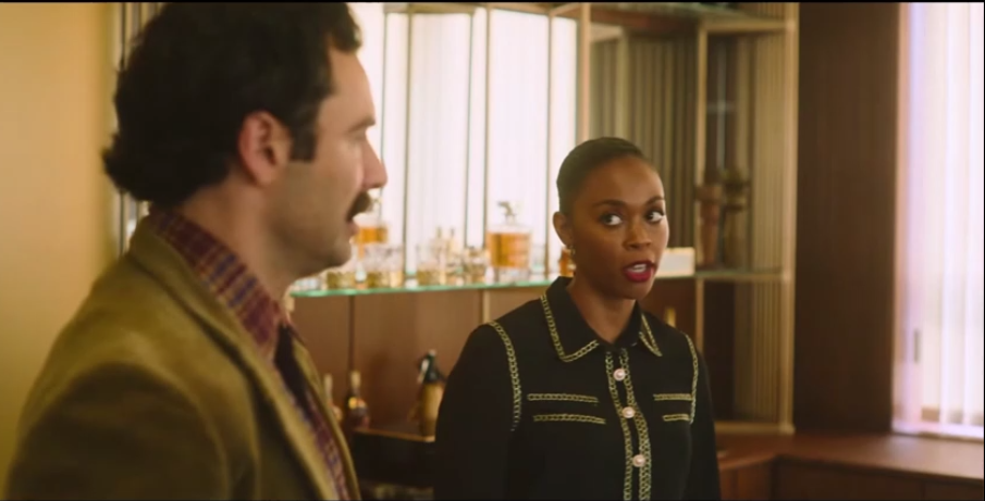 Scene from Disney’s ‘Rivals’ series featuring characters engaged in conversation, perfect for movie-based language learning.