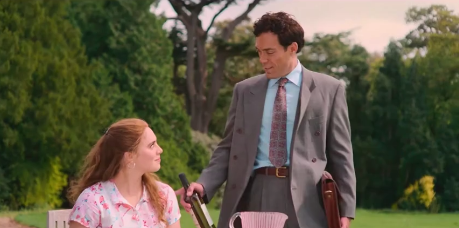 Casual meeting between two characters in a scenic garden – Movie for Language Practice