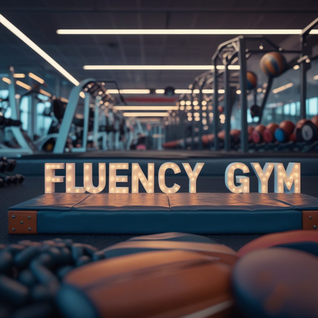 Fluency Gym - A bold and immersive approach to language training set in a fitness-focused environment.
