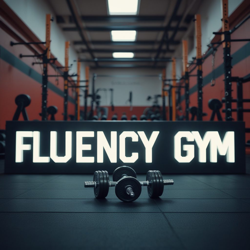 Fluency Gym - A bold and immersive approach to language training set in a fitness-focused environment.