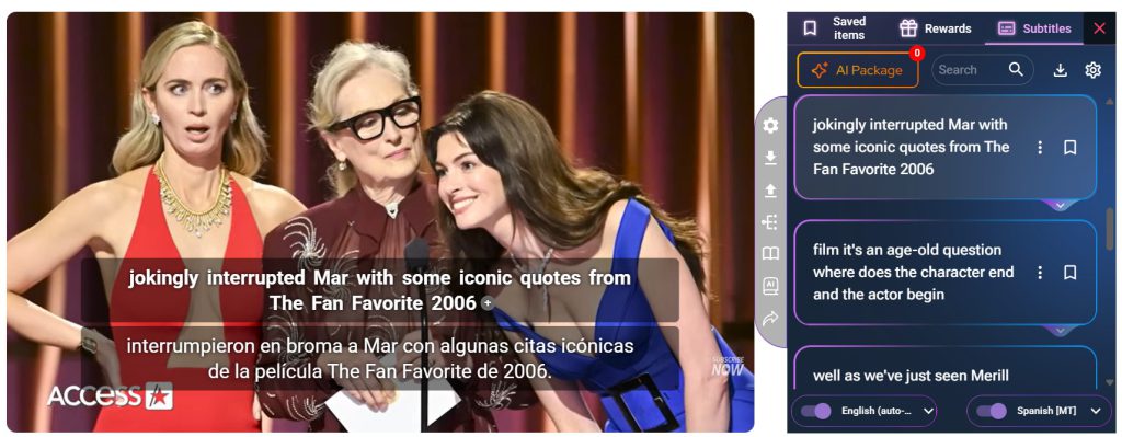 Funfluen’s AI Package analyzes iconic movie quotes like ‘The Fan Favorite 2006’ to teach Spanish and English with AI language learning."