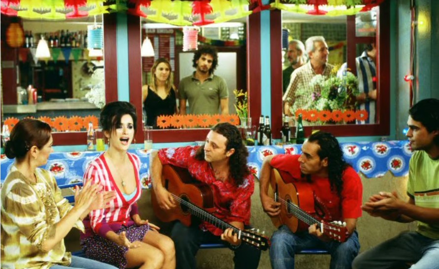 Romantic Spanish movie scene with main characters from Como Agua Para Chocolate, great for learning Spanish