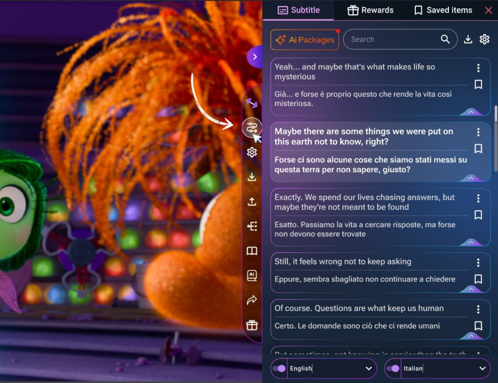 Roadmap Words feature highlighting key English words