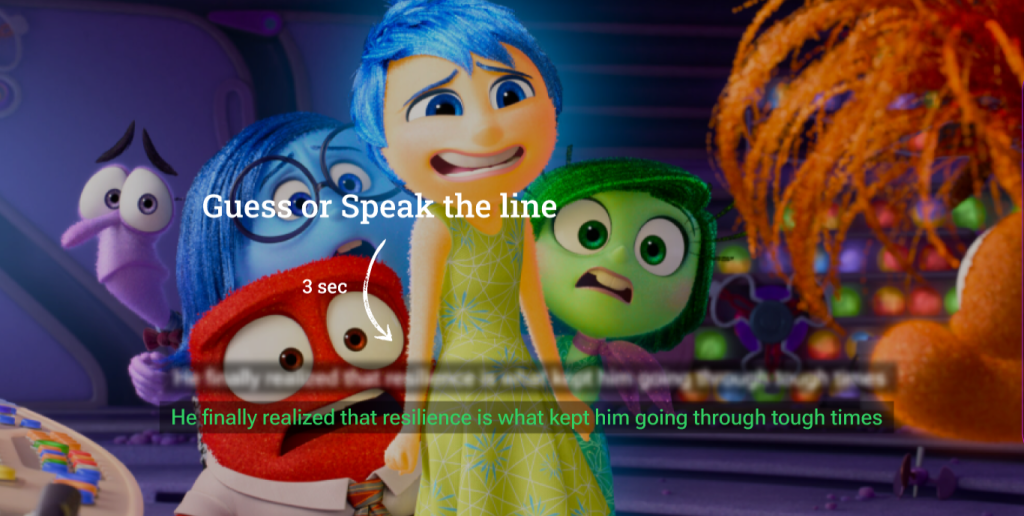 Automatically revealed subtitles after 3 second delay