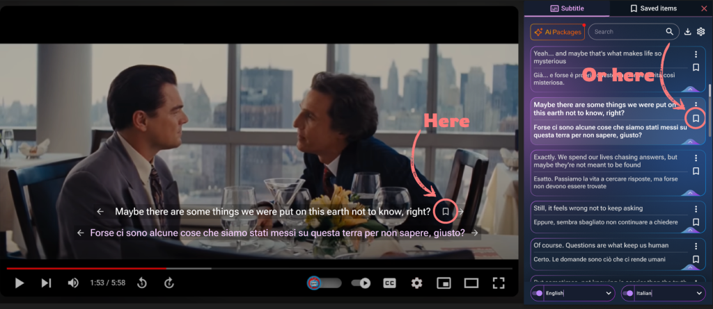 Save words and subtitles from Netflix videos using a language extension