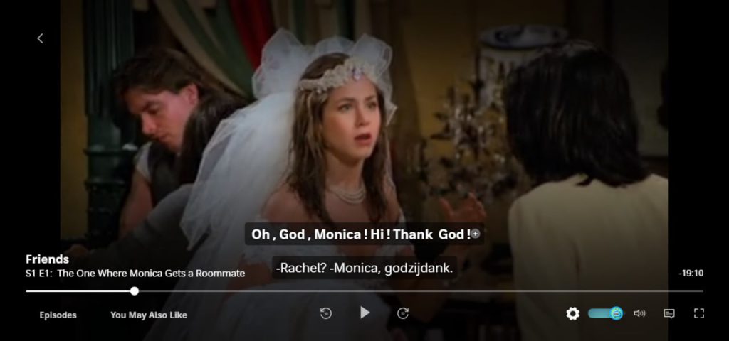 Dual subtitles on HBO Max example with English and Dutch subtitles showing side by side