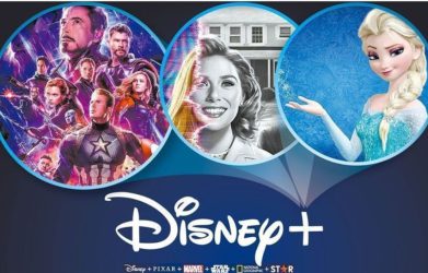 Dual Subtitles Disney cover-style image showing Disney+ with popular titles and characters (Marvel, WandaVision, Frozen) for language learning.